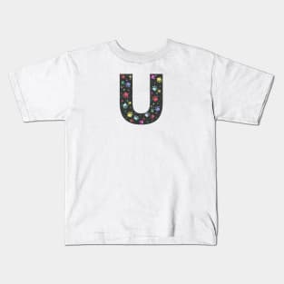 U letter  with colorful paw print Kids T-Shirt